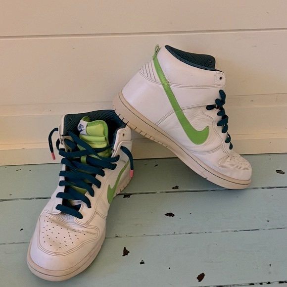Nike Other - Nike Size 8 Dunk High Premium (2009) White Electric Green Bluegrass 317982-131